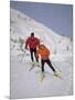 Colorful Couple Cross Country Skiing-null-Mounted Photographic Print