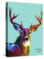 Colorful Deer Illustration. Background with Wild Animal. Low Poly Deer with Horns.-Sovusha-Stretched Canvas