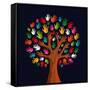 Colorful Diversity Tree Hands Illustration-Cienpies Design-Framed Stretched Canvas