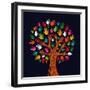 Colorful Diversity Tree Hands Illustration-Cienpies Design-Framed Art Print