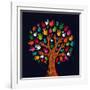 Colorful Diversity Tree Hands Illustration-Cienpies Design-Framed Art Print