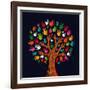 Colorful Diversity Tree Hands Illustration-Cienpies Design-Framed Art Print