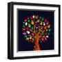 Colorful Diversity Tree Hands Illustration-Cienpies Design-Framed Art Print