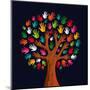 Colorful Diversity Tree Hands Illustration-Cienpies Design-Mounted Art Print