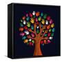 Colorful Diversity Tree Hands Illustration-Cienpies Design-Framed Stretched Canvas