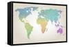 Colorful Dotted World Map-Cyborgwitch-Framed Stretched Canvas