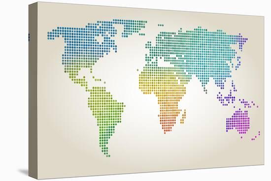Colorful Dotted World Map-Cyborgwitch-Stretched Canvas