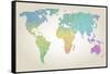 Colorful Dotted World Map-Cyborgwitch-Framed Stretched Canvas