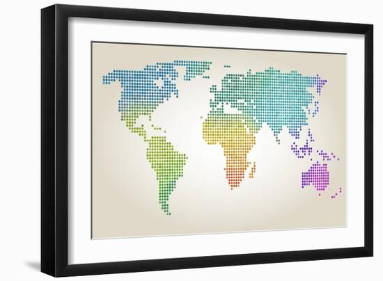 Colorful Dotted World Map-Cyborgwitch-Framed Art Print