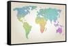Colorful Dotted World Map-Cyborgwitch-Framed Stretched Canvas