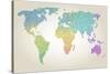 Colorful Dotted World Map-Cyborgwitch-Stretched Canvas