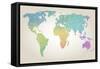 Colorful Dotted World Map-Cyborgwitch-Framed Stretched Canvas