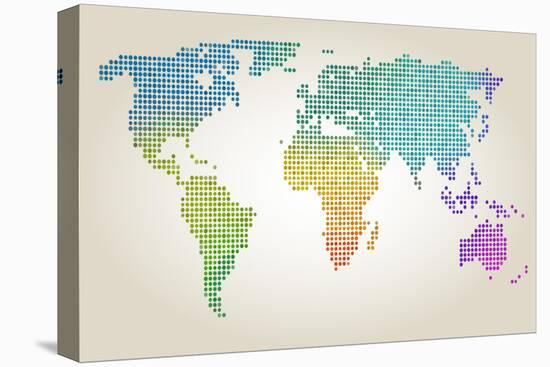 Colorful Dotted World Map-Cyborgwitch-Stretched Canvas