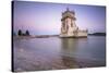 Colorful Dusk on the Tower of Belem, UNESCO World Heritage Site, Reflected in Tagus River-Roberto Moiola-Stretched Canvas