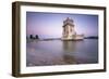 Colorful Dusk on the Tower of Belem, UNESCO World Heritage Site, Reflected in Tagus River-Roberto Moiola-Framed Photographic Print