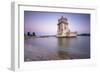 Colorful Dusk on the Tower of Belem, UNESCO World Heritage Site, Reflected in Tagus River-Roberto Moiola-Framed Photographic Print