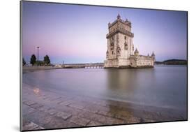 Colorful Dusk on the Tower of Belem, UNESCO World Heritage Site, Reflected in Tagus River-Roberto Moiola-Mounted Photographic Print