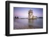 Colorful Dusk on the Tower of Belem, UNESCO World Heritage Site, Reflected in Tagus River-Roberto Moiola-Framed Photographic Print