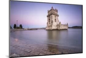 Colorful Dusk on the Tower of Belem, UNESCO World Heritage Site, Reflected in Tagus River-Roberto Moiola-Mounted Photographic Print