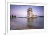 Colorful Dusk on the Tower of Belem, UNESCO World Heritage Site, Reflected in Tagus River-Roberto Moiola-Framed Photographic Print