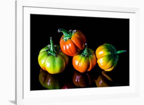 Colorful Eggplant Vegetable on Black Background-pritsadee-Framed Photographic Print