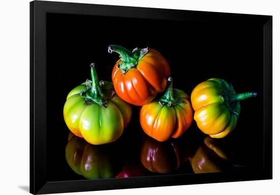 Colorful Eggplant Vegetable on Black Background-pritsadee-Framed Photographic Print