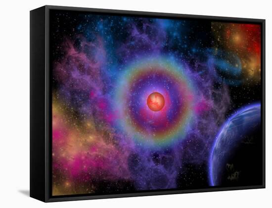 Colorful Emissions are Released from a Distant Star-Stocktrek Images-Framed Stretched Canvas