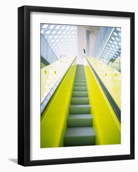 Colorful Escalator in the Central Library, Seattle, Washington, USA-Charles Crust-Framed Photographic Print