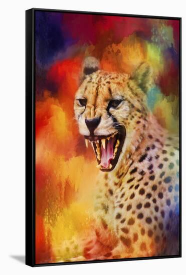 Colorful Expressions Cheetah 2-Jai Johnson-Framed Stretched Canvas