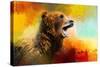 Colorful Expressions Grizzly Bear 2-Jai Johnson-Stretched Canvas