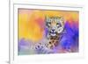 Colorful Expressions Snow Leopard-Jai Johnson-Framed Giclee Print