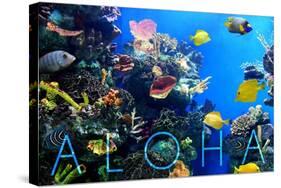 Colorful Fish and Coral - Aloha-Lantern Press-Stretched Canvas