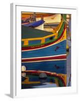 Colorful Fishing Boat Reflecting in Water, Malta-Robin Hill-Framed Premium Photographic Print