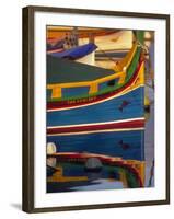 Colorful Fishing Boat Reflecting in Water, Malta-Robin Hill-Framed Premium Photographic Print