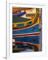 Colorful Fishing Boat Reflecting in Water, Malta-Robin Hill-Framed Photographic Print