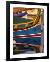 Colorful Fishing Boat Reflecting in Water, Malta-Robin Hill-Framed Photographic Print