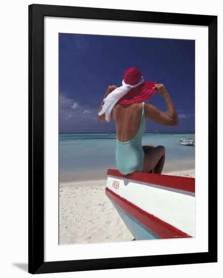 Colorful Fishing Boats, Aruba, Caribbean-Greg Johnston-Framed Photographic Print