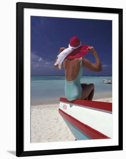 Colorful Fishing Boats, Aruba, Caribbean-Greg Johnston-Framed Photographic Print