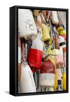 Colorful Fishing Floats, Block Island, Rhode Island, USA-Cindy Miller Hopkins-Framed Stretched Canvas