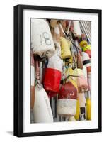 Colorful Fishing Floats, Block Island, Rhode Island, USA-Cindy Miller Hopkins-Framed Premium Photographic Print