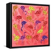 Colorful Flamingo Bird Silhouettes Illustration Collection Vector-Kristaps Eberlins-Framed Stretched Canvas