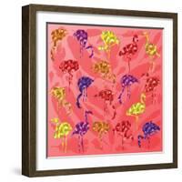 Colorful Flamingo Bird Silhouettes Illustration Collection Vector-Kristaps Eberlins-Framed Art Print