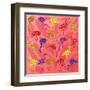 Colorful Flamingo Bird Silhouettes Illustration Collection Vector-Kristaps Eberlins-Framed Art Print