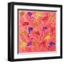 Colorful Flamingo Bird Silhouettes Illustration Collection Vector-Kristaps Eberlins-Framed Art Print