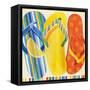 Colorful Flip Flops-Mary Escobedo-Framed Stretched Canvas