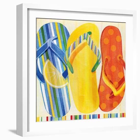 Colorful Flip Flops-Mary Escobedo-Framed Art Print