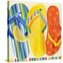 Colorful Flip Flops-Mary Escobedo-Stretched Canvas