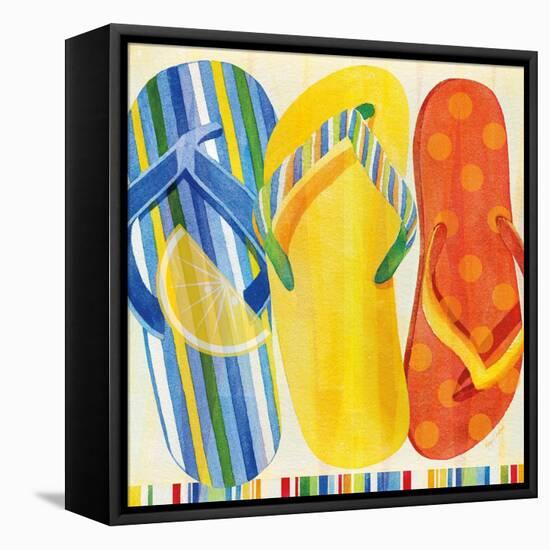 Colorful Flip Flops-Mary Escobedo-Framed Stretched Canvas