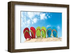 Colorful Flipflops Sunny Beach-null-Framed Art Print