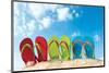 Colorful Flipflops Sunny Beach-null-Mounted Art Print